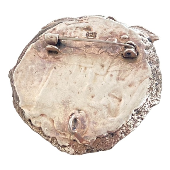 Artist made aqua blue pendant and brooch Sterling silver agate slab rose - Picture 7 of 11